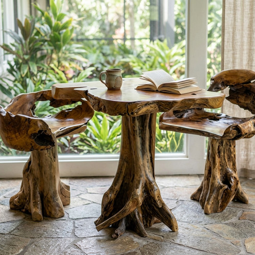 Dining table teak root wood - table,