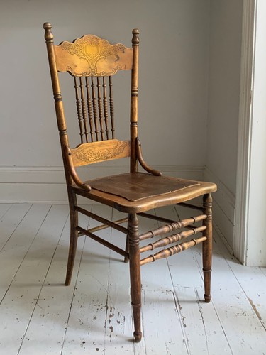 Antique pressed back oak - back,